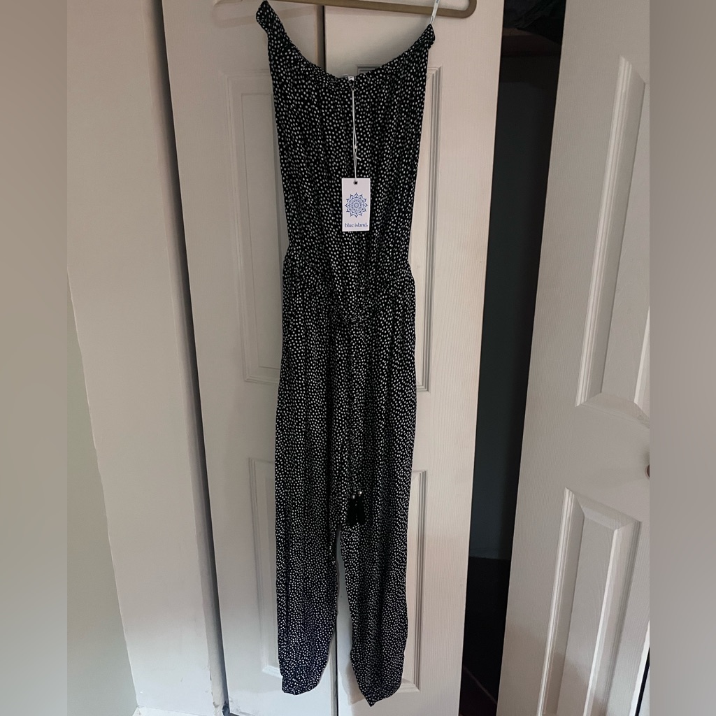 Brand New Blue Island Strapless Jumpsuit